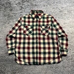 Vintage 60s 70s Woolrich Flannel Shirt Jacket Plaid Mens Large Wool